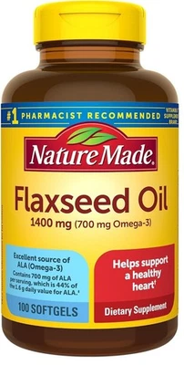 Nature Made Flaxseed Oil 1400mg – Omega 3, Heart Health Support, 100 Softgels - Image 1 of 4