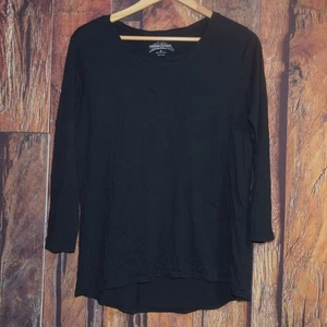 NOMADIC TRADERS Women's M Black 3/4 Sleeve Lightweight T-Shirt Blouse - Picture 1 of 5