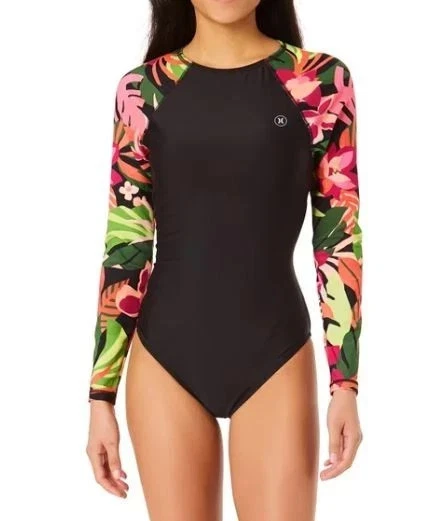 Hurley Women's UPF 50 Long Sleeve Swimsuit Black Size M