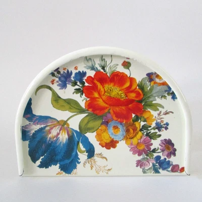 Servilletero Mackenzie-Childs Esmalte Blanco Flor Mercado Foto 1 de 4