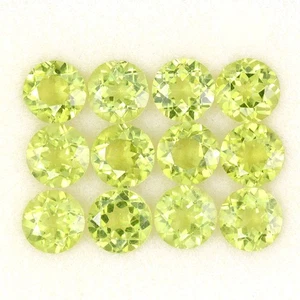 Round Cut Natural Unheated Apple Green Peridot 12pcs 10.67ct 6mm Lot Gemstone - Picture 1 of 13