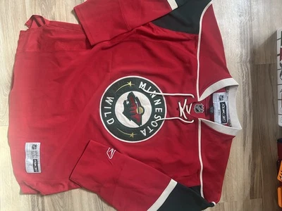 Reebok Minnesota Wild NHL Jersey Men’s Large Red/Green Y2K Vintage Rare Blank - Image 1 of 4