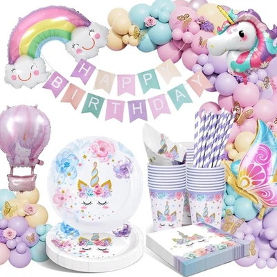 Biologisch Abbaubares Einhorn Geschirr Set –  für Kindergeburtstage - Bild 1 von 4