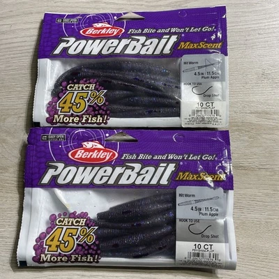 LOTE DE 2• Berkley • MaxScent• Hit Worms 4.5"• Ciruela Apple• Foto 1 de 2