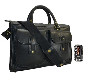 Ghurka No. Schwarze Vintage-Aktentasche Kuriertasche aus Leder mit 5 Prüfern Laptop-Umhängetasche - Bild 1 von 17