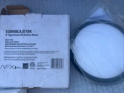 Светодиодное поверхностное крепление заподлицо AFX с регулируемой яркостью края 8 дюймов - черная отделка - DEGRF08LAJD1BK - Изображение 1 из 3