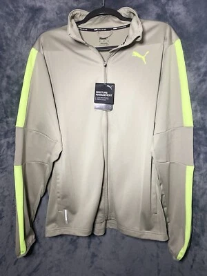 Nueva chaqueta de entrenamiento con cremallera completa Puma verde lima manga larga, mediana para hombre. Foto 1 de 4