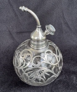 Whiting Sterling Silver Overlay Cut Glass Atomizer Perfume Bottle Art Nouveau - Picture 1 of 19