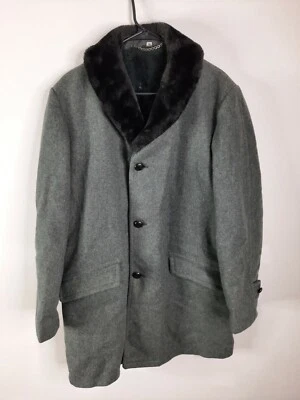 Vintage 80s Great Western Medium 40 Rancher Wool Pea Coat Faux Fur Collar/Lining - Image 1 of 4