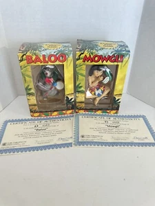 Vtg Disney Grolier Mowgli And Baloo Ornament Set With Box And COA - Picture 1 of 9
