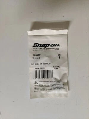 Snap On D026 DIE 12-24 5/8 DBLHEX MFG# D026 — 第 1/2 张图片