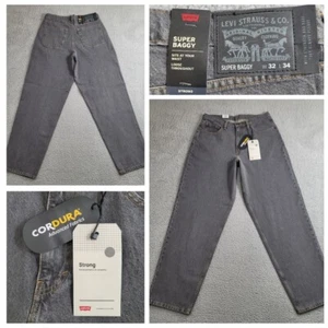 New Levi's Skate Jeans Men's 32x34 Gray Cordura Super Baggy Strong Drawstring - Picture 1 of 23