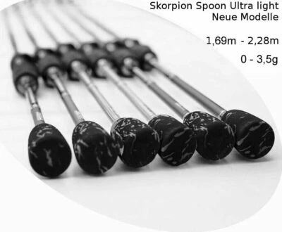 SKORPION (DEUTSCHLAND) NEW ULTRA LIGHT SPIN FISHING RUTE,WG 0-3,5g/1,69-2,28m,STABILE STECKRUTE,FORELLE