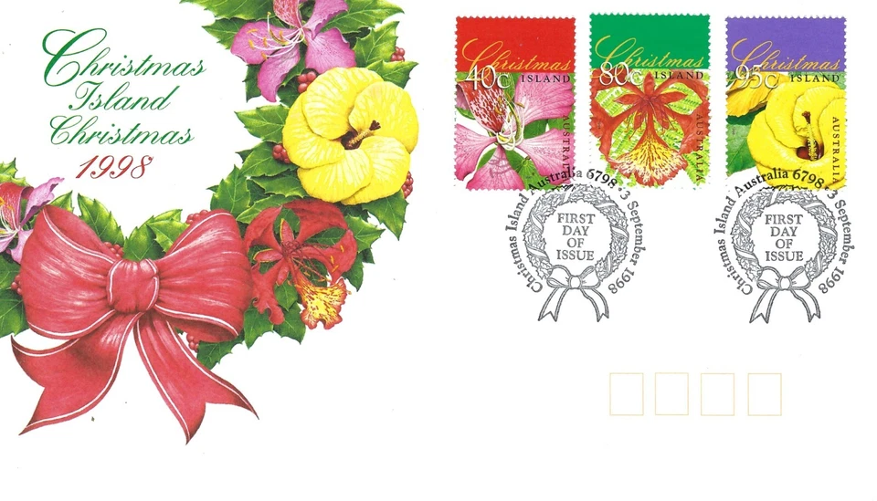 Christmas Island #413-415 (A90) VF FDC - 1998 40c TO 95c Tree Flowers - Image 1 of 1