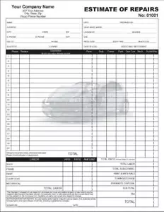 50 Auto Body Autobody Estimate / 2 Part Carbonless / 8.5 x 11 TMG029 - Picture 1 of 1