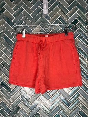 GIRLS CAT & JACK CORAL CRINKLE GAUZE COTTON LIGHTWEIGHT SUMMER PULLON SHORTS - Image 1 of 4