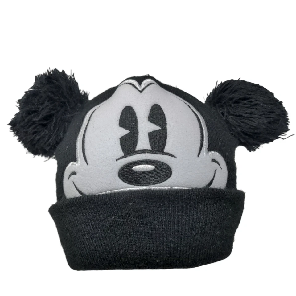 Chapéu gorro Mickey Mouse malha Pom Pom preto bordado infantil - Imagem 1 de 4