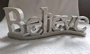 Yankee Candle Sparkle Silver Glitter Believe Triple Tea Lite Resin Candle Holder - Picture 1 of 17