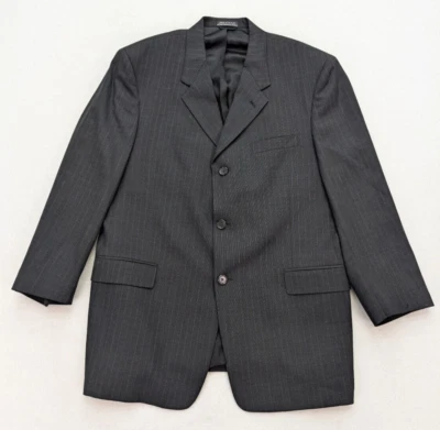 Chaqueta Blazer Abrigo Deportivo Kenneth Cole Para Hombre Talla 42R Gris Rayas Foto 1 de 4