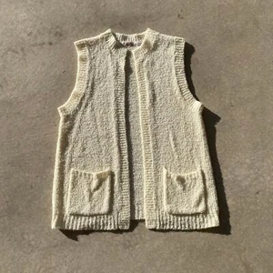 Maglione donna anni 70 gilet vintage panna maglia lunga gilet stratificato tg 44 L/XL - Foto 1 di 5