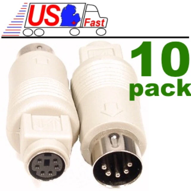Lot10pk Keyboard Adapter PS2 6pin Female to AT 5pin DIN Male Cable/Cord/Wire {NC - Image 1 of 1