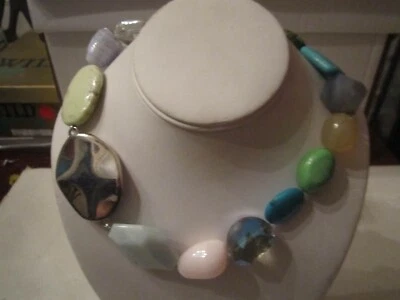 COLLAR ENORME PLATA DE LEY CON PIEDRAS PRECIOSAS GRANDES - TURQUESA Y MÁS - SC10 Foto 1 de 4