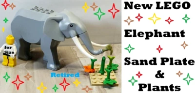 Nuevo LEGO Tronco de Elefante Feliz RETIRADO Mamut Majestuosa Planta Placa Incluida Foto 1 de 3