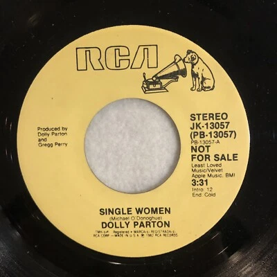 DOLLY PARTON - SINGLE WOMEN, RCA PROMO  45 RPM, STEREO, 1982, NM ( UNPLAYED ) - Image 1 of 4