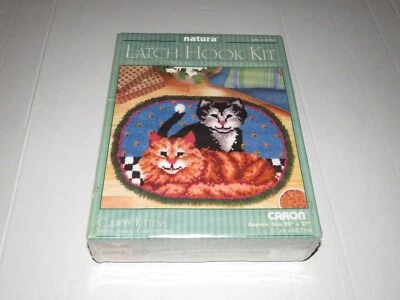 Vintage Natura Cuddly Kittens Latch Hook Rug Kit #R703 20" x 27" Caron Crafts - Image 1 of 4