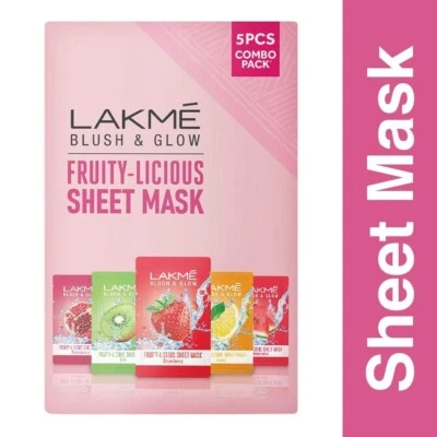 LAKMÉ 100% Natural Fruit Extract Sheet Mask Combo, 20 ml (Pack of 5) - Image 1 of 4