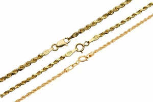 14k Yellow Gold 1.5mm-2.5mm Italy Rope Chain Twist Link Necklace 16"-30" Hollow - Picture 1 of 6