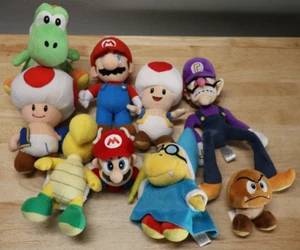 Super Mario Bros Wing Cap Yoshi Waluigi Toad Goomba Kamek Koopa Plush Lot of 9 - Picture 1 of 20