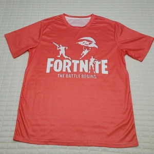 Fortnite Shirt Mens XLarge Orange Short Sleeve Battle Begins Gamer 2 Sided - Picture 1 of 7