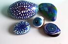 5 HAND PAINTED RIVER STONES BOXED GIFT BIRTHDAY NEW HOME ABSTRACT DESIGN BLUES