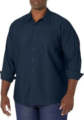 Camisa de trabajo industrial de manga larga Red Kap para hombre, azul marino Foto 1 de 4