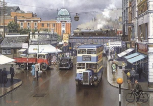 LMS BR Stanier Train Southend Essex Bus Nostalgia 1960 Tarjeta de cumpleaños del Día del Padre - Imagen 1 de 1