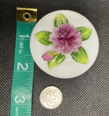 Tapa de repuesto solo para pequeña CAJA BARATIJA REDONDA PINTADA A MANO TAPA DE FLORES AMARILLAS Foto 1 de 4