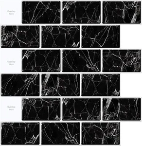 10-Sheet Peel and Stick Backsplash, 12x12 in. Subway Tiles Marble Design - Picture 1 of 9