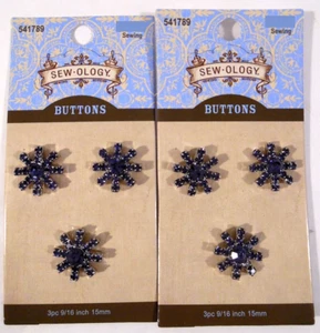 2010 NOC (2) Sets of 3 Purple Stone Star Burst Metal Sewing Buttons 5/8" Wide - Picture 1 of 3
