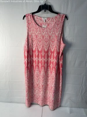 NWT Charter Club Pink/White Pattern Women's Shift Dress, Sz. 2X - Image 1 of 3