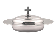 Communion Ware Holy Stacking Bread Plate With Lid -Stainless Steel Mirror Finish
