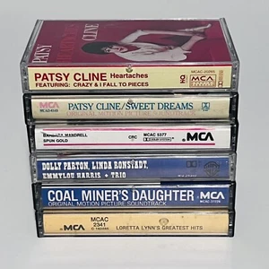 Lot of 6 Cassettes Mixed Artists Patsy Kline Barbara Mandrell Loretta Lynn - Picture 1 of 19