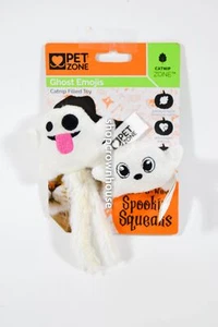 1 Pet Zone Ghost Emojis Catnip Filled Toy Meow-e-Ween Spookin' Squeaks - Picture 1 of 3