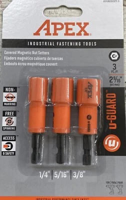Apex 3 Pc  1/4”,5/16”,3/8” X 2 9/16”Covered Magnetic Nut Setters - Image 1 of 2