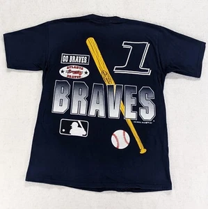 Vintage 90s Atlanta Braves T-Shirt Herren XL Lou Brock 1997 Big Graphic Navy Blau - Bild 1 von 8