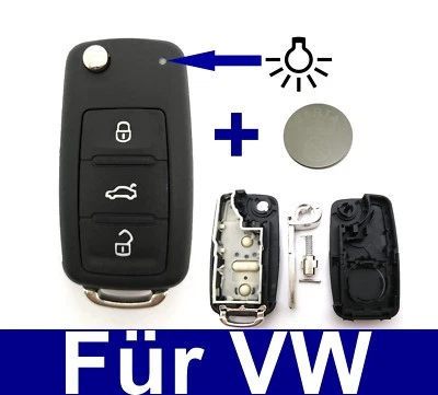 3Tasten Klappschlüssel Fernbedienung Gehäuse für VW T5 Golf 6 PASSAT + Batterie - Bild 1 von 4