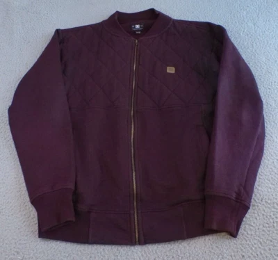 Jaqueta DC masculina grande vermelha marrom zíper completo gola redonda bolsos logotipo acolchoado - Imagem 1 de 4