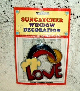 VINTAGE SUNCATCHER LOVE RAINBOW SUN WINDOW DECORATION-3" X 3.5" - SEALED - NEW - Picture 1 of 3