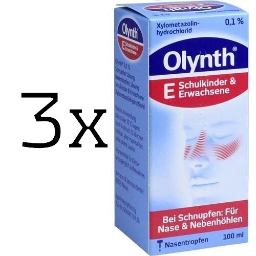 3x Olynth 0,1% für Schulkinder und Erwachsene Nasentropfen 100 ml, PZN 02340438 - Bild 1 von 1