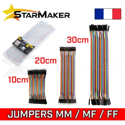 Câble Jumper Dupont 10 20 30 cm 40pcs fils mâle femelle et Breadboard 400 830
